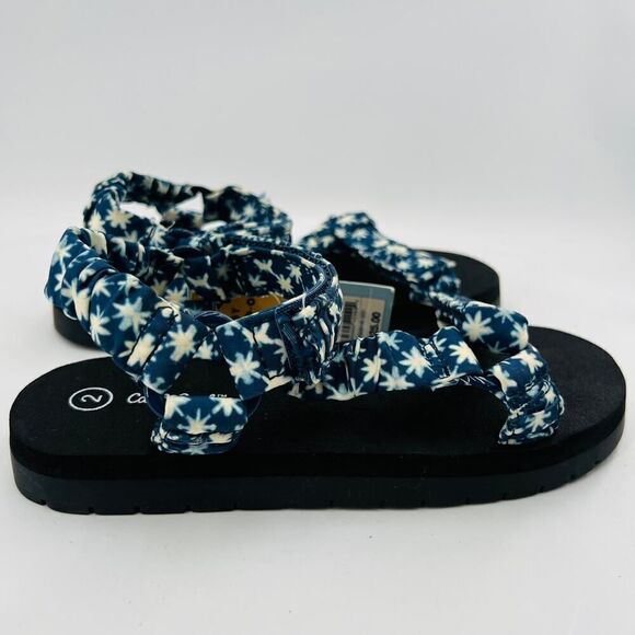 Cat & Jack Kids Girls Navy Blue Floral Platform Sport Sandals Size 2 - Picture 11 of 11